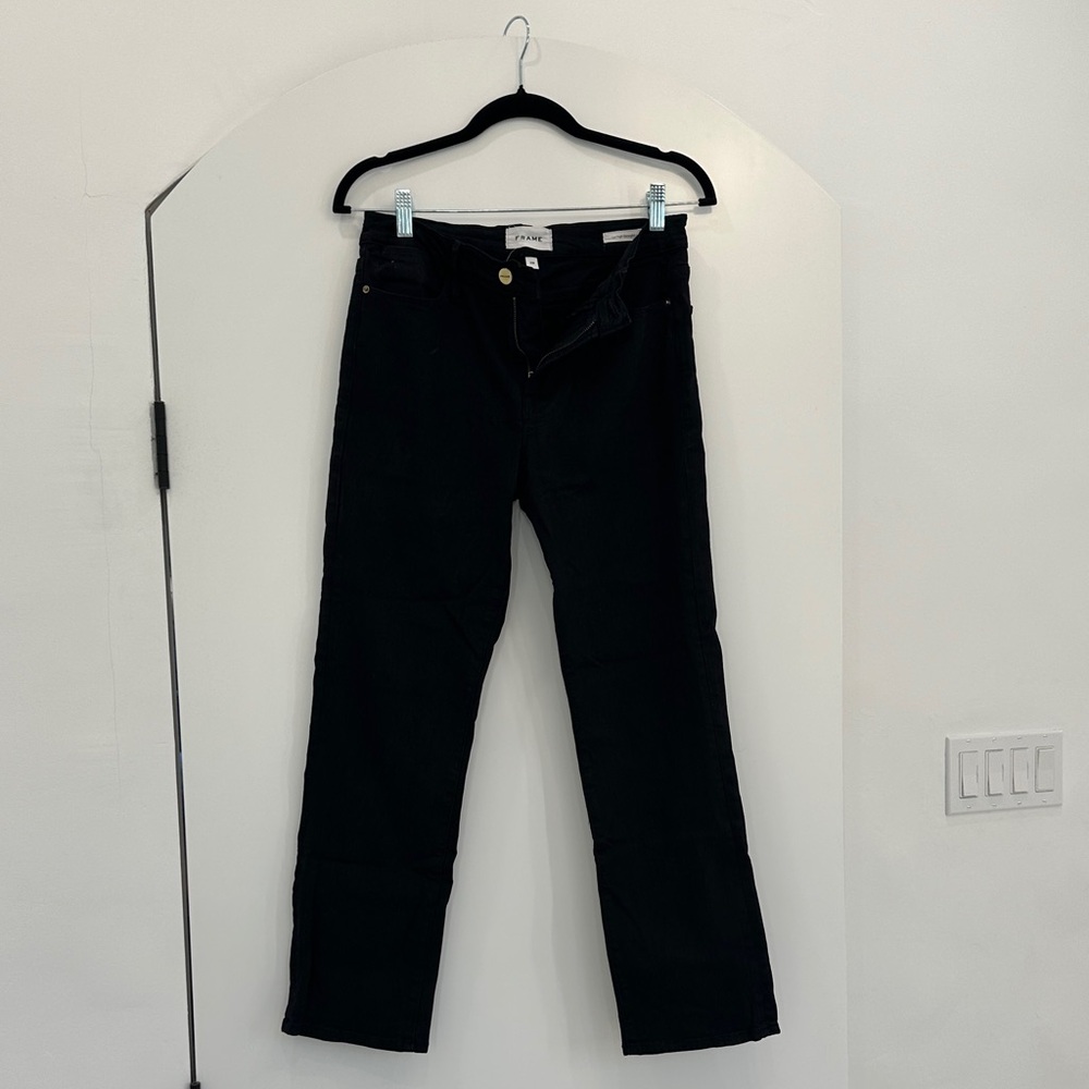 Frame Le High Straight Jeans in Black